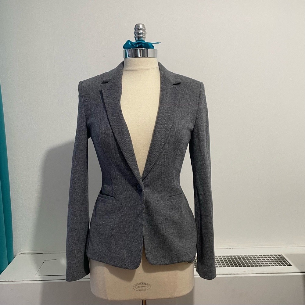 Express Grey Blazer Slim Cut Single Breasted Size XS Notched Lapel